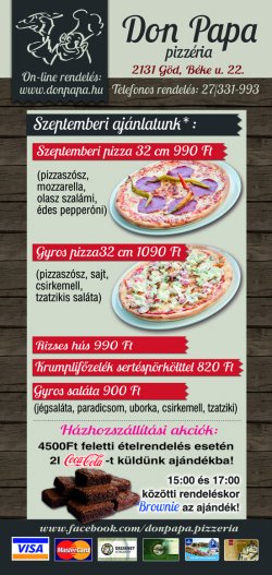Szeptemberi akciós ételek, pizzák